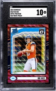 2024 Donruss Bo Nix Optic Preview Red Wave #369 SGC 10 (RC) - Bild 1 von 2