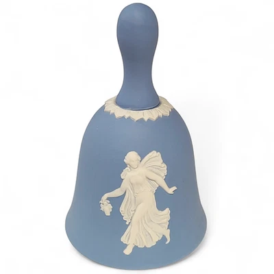 Retired Wedgwood 4" Blue Jasperware White Cameo Bell Danbury Mint Made/England - Image 1 of 4