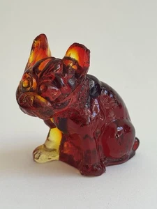 Vintage Fenton Amberina Glass French Bulldog Figurine - Picture 1 of 22
