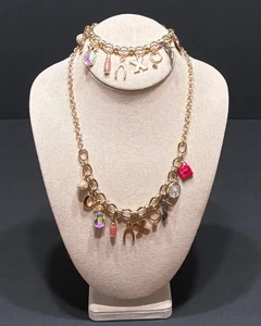 Bettelarmband & Halskette goldfarben X Os Glitzer Kugeln Schuh Geldbörse Vintage - Bild 1 von 12