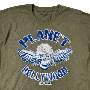 Camiseta Planet Hollywood Las Vegas Verde Oliva Gráfico Calavera Alas XXL - Imagen 1 de 21
