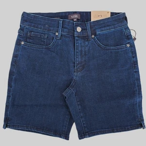 Pantaloncini NYDJ donna taglia 6P Ella denim blu lavaggio scuro alza spacchi laterali nuovi - Foto 1 di 8