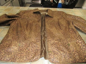 Alfred Dunner Jacket Womens Size 18 P Brown Metallic Print Full Zip Casual - Picture 1 of 5