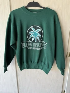 Vintage Hanes Premium Weight Green Palm Springs Pullover Sweater Size S - Picture 1 of 5