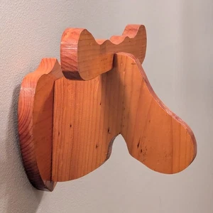 VTG Moose Head Hat Rack Trophy Mount Solid Wood Rustic Cabin Lodge Wall Decor - Picture 1 of 6