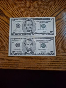 2003A 5$ Dollar **STAR NOTES ** Low Serials!! - Picture 1 of 3