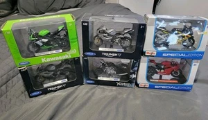 Maisto & Welly Motorbikes X6 Kawasaki Triumph Norton Suzuki Ducati Diecast Toys - Picture 1 of 11