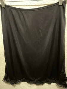 Kayser nero mezzo slip nylon bordo pizzo nero taglia small vintage made in USA - Foto 1 di 9