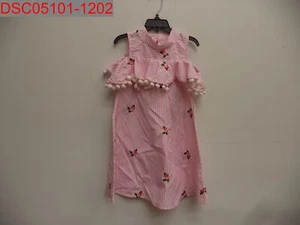 Ava & Yella Girls Pink Striped Embrodired Flowers Dress, Size 5, 812341038860 - Picture 1 of 8