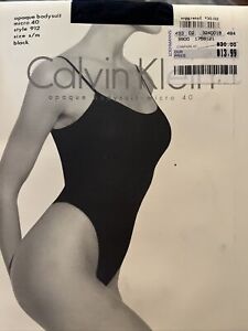 Vintage Calvin Klein 912 Black Opaque Bodysuit French Cut Back Thong Micro 40 S