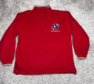 VINTAGE Disney Sweater Mens Medium Red 1/4 Zip Pullover Fantasia Mickey Mouse - Picture 1 of 11