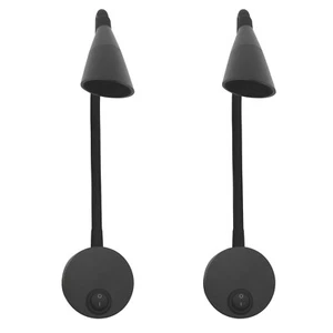 2xLED Hotel Bedside Wall Lamp Flexible Pipe Reading Light Fixture Rocker Switch - Picture 1 of 12