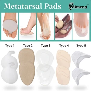 Gel Metatarsal Pads Forefoot Support Insoles Morton's Neuroma Pain Relief Pads - Picture 1 of 16