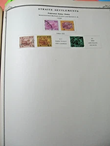 1929-32 Sheet(s) of 7 Straits Settlements Stamps from 1933 Scott's Album - Picture 1 of 2