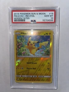Pokemon Hidden Fates Pikachu reverse foil Holo Card *GEM MINT PSA 10* - Picture 1 of 1