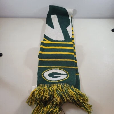 Bufanda Green Bay Packers NFL Peso Pesado Tejido Rayas Flecos Forever Talla 64"x7"  Foto 1 de 4