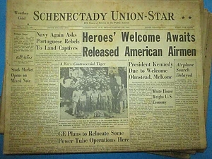 SCHECTADY UNION STAR 27 gennaio 1961 Welcome For American Prisoners giornale NY - Foto 1 di 2