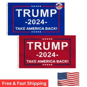 Trump 2024 Flag 3x5FT Outdoor Yard, Trump Merchandise Take America Back 2 PACK - Picture 1 of 6