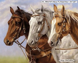 RILEY BLAKE "RIDE THE RANGE ", PD12747-THREE HORSES-72, PANEL 36"X43" - Picture 1 of 2