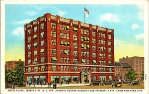 NJ Postcard Hotel Plaza Journal Square Hudson Tube Station Jersey City 1920s - Picture 1 of 3