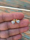 Women's 2Ct Diamond Heart Stud Earrings Lab-Created 14K Yellow Gold Plated