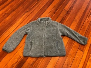 Uniqlo Kids Full Zip Jacket Soft Shell Long Sleeve Green-Gray Size 5 - 6 - Picture 1 of 4