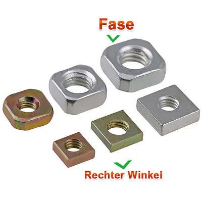 Vierkantmuttern Stahl Verzinkt Gleitmutter M3 M4 M5 M6 M8 Farbe / Weiß Metrisch - Bild 1 von 4