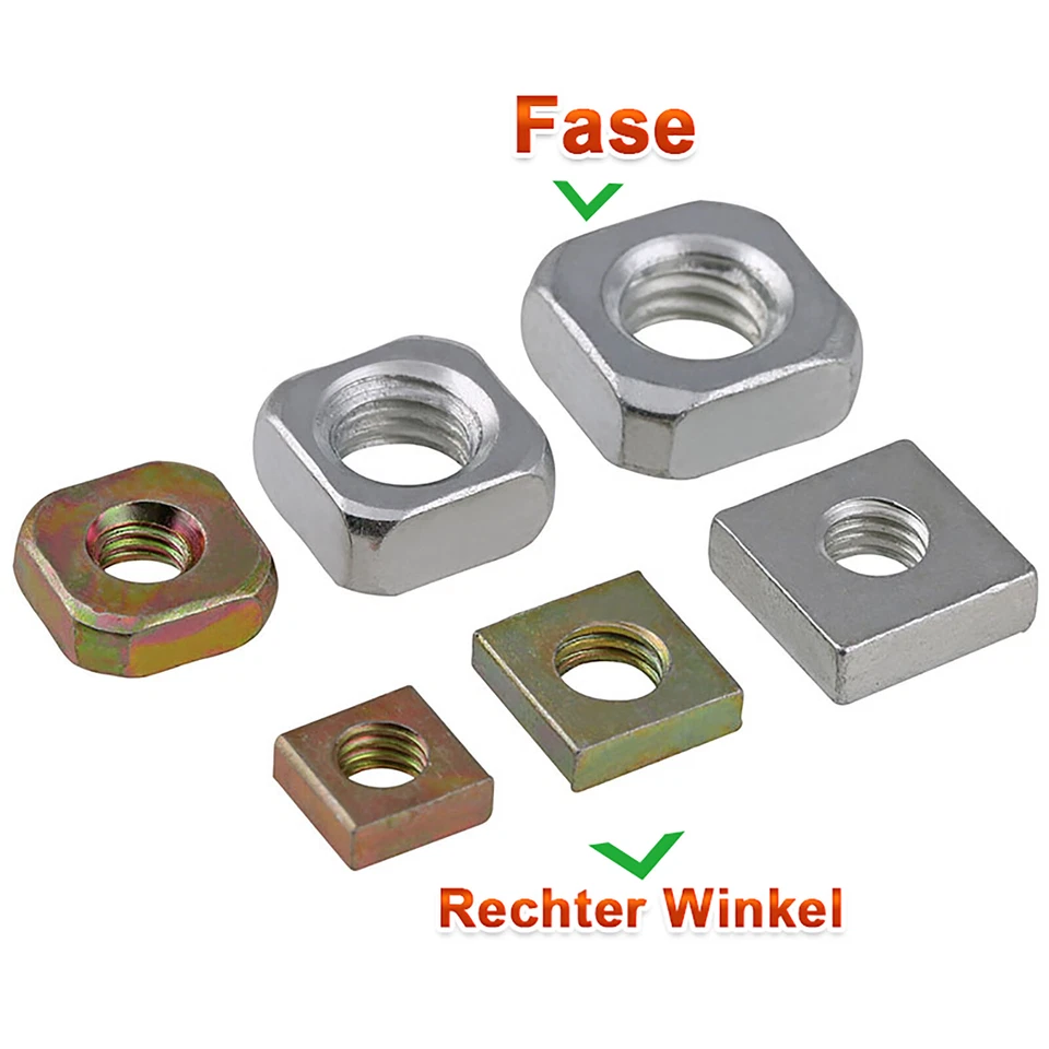 Vierkantmuttern Stahl Verzinkt Gleitmutter M3 M4 M5 M6 M8 Farbe / Weiß Metrisch - Bild 1 von 4