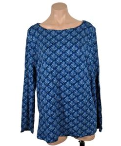 J. Jill Ponte Gr. L schwarz blau grau Jacquard Blumenmuster Pullover Oberteil Shirt - Bild 1 von 10