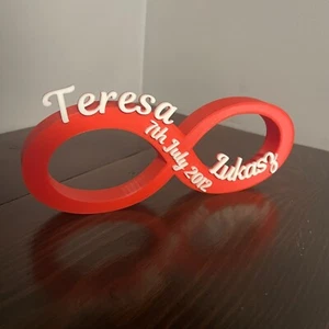 Personalised Infinity Love Sign Custom Tabletop Décor Anniversary Wedding Gift - Picture 1 of 7