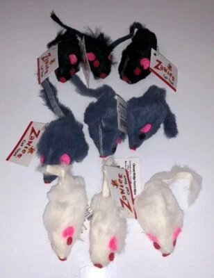 Cat Toy - Furry Mice by Zanie's Cat Toys - 1 Package of 9 Furry Mice NEW - Image 1 of 2