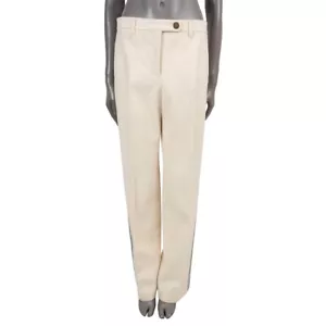 69773 auth CHANEL cream wool & alpaca 2015 15A SALZBURG SIDE STRIPE Pants 40 M - Picture 1 of 7