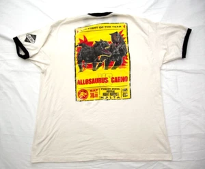 Jurassic World mens T Shirt XL Poster Dinosaur fight ring Universal carno vs All - Picture 1 of 12
