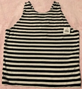 New Abercrombie And Fitch Black White Striped Crossback Cropped Tank Large NWT - Picture 1 of 3