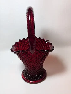 Vintage Westmoreland English Hobnail Ruby Red Glass Basket - Picture 1 of 11