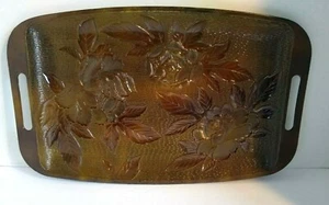 Vintage Melamin Braun Serviertablett 3D Rosen 15 1/4" mal 9 1/4" - Bild 1 von 7