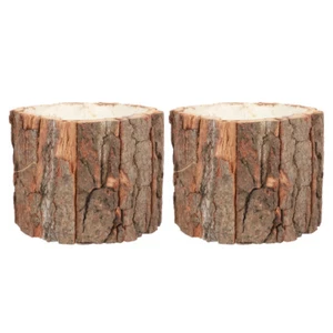 2pcs Wooden Flower Pot Natural Wood Bark Flower Bucket Flower Arrangement Bucket - Picture 1 of 12