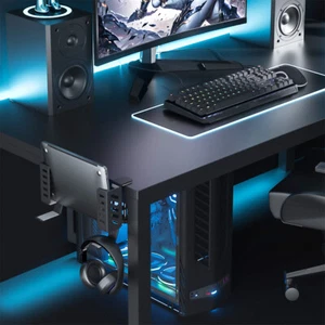 Desk Side Laptop Holder for Office Home Laptops/Tablets/Headphone (Black) UK - Afbeelding 1 van 7