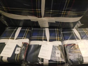 NEW Pottery Barn KING Stewart Tartan Plaid Sherpa Comforter & 3 Euro Shams GREEN - Picture 1 of 5