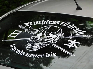 Ruthless Til Death Rear Window Decal Car Sticker Banner JDM Vinyl Graphic Kanji  - Picture 1 of 5