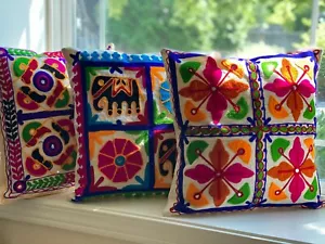 Pillow Cover Cushion Cover Cotton Flowers Boho Chic Multi Color Home Decor Gift - Picture 1 of 17
