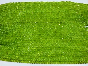 3-4 MM NATURAL OLIVINE PERIDOT FACETED RONDELLE BEADS HOT GEMSTONE 13INCH STRAND - Picture 1 of 5