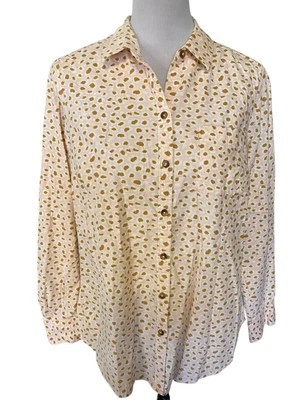 NUEVO CON ETIQUETAS Foxcroft NYC Rosa Marrón Pana Manga Larga Camisa Abotonada Para Mujer 10 Foto 1 de 4