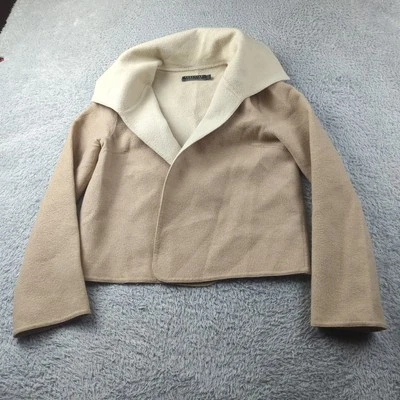 Cárdigan Peruvian Connection para mujer pequeño beige tostado bebé mezcla de alpaca fieltro firme Foto 1 de 4