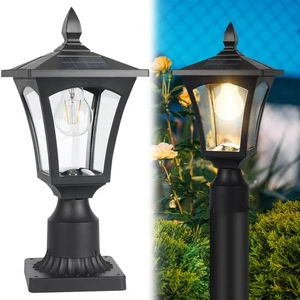 Solarlampe Pfostenleuchte, Solarleuchten Außen wasserdicht mit Pier Mount Sockel, ... - Bild 1 von 7