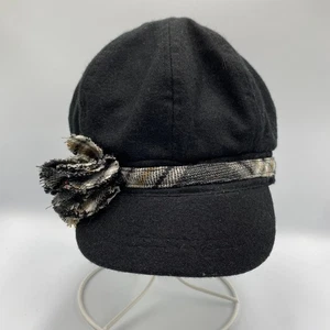 Damen Cabbie Zeitungsjungen Cap Mütze schwarz Blume - Bild 1 von 5