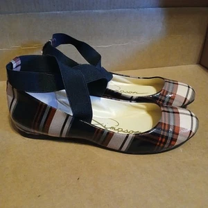 Scarpe Jessica Simpson donna 9M rosse nere con cinturino comode ballerine moda - Foto 1 di 5