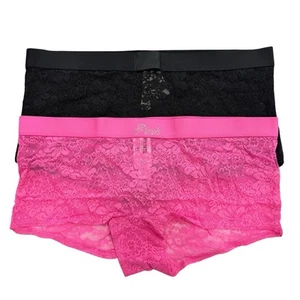 Victoria Secret PINK Boyshort Panties Lace Womens Large L Wink VS Panty LOT OF 2 - Picture 1 of 6