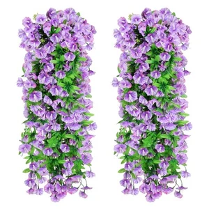 2PCS Artificial Hanging Flowers, UV Resistant Fake Plastic Faux - Picture 1 of 7