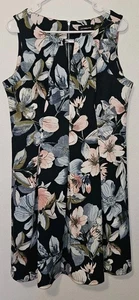 Liz Claiborne ärmelloses Kleid Blumenmuster mit silbernem Balkenausschnitt (Größe 12) - Bild 1 von 4